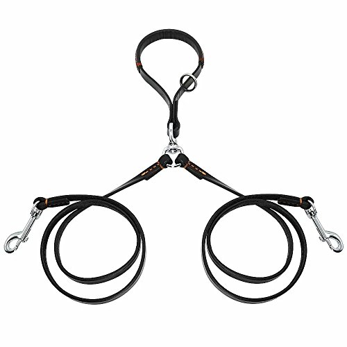 PET ARTIST Doppelleine Hundeleine Doppel Leine für Zwei Hunde Welpe Leder Leine Soft Braun Schwarz
