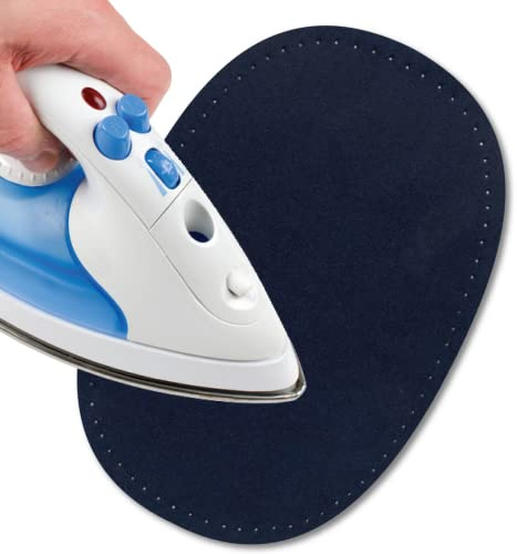 USIT, 2 Stück Flicken zum Aufbügeln aus Wildlederstoff, 16x11 cm, Ideal zum Ausbessern von Hosen, Jacken und Hemden, Unveränderliche Farben, Dunkelblau