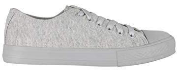 KRISP Zapatillas Mujer Tipo Estilo Imitación Casuales Lona Cordones Baja Alta Puntera Goma, (Gris (3690), 36 EU (3 UK)), 3690-GRY-3