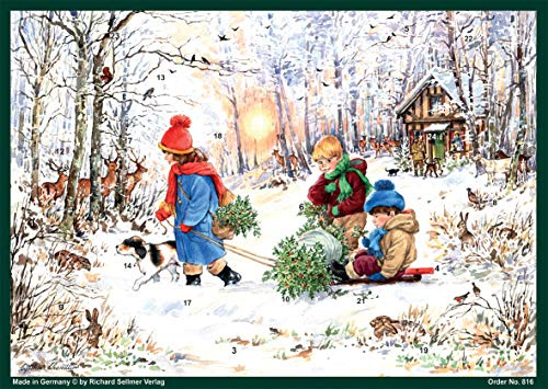 Adventskalender A4 Schneefreuden im Wald: Papier-Adventskalender