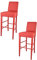 t m c s Tommychairs - 2er Set Moderne Barhocker Luisa, robuste Struktur aus lackiertem Buchenholz Farbe Rot, gepolstert und mit Kunstleder in der Farbe Rot bezogen