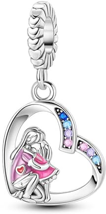 TINSLO Bead Charm Ciondolo Argento Sterling 925 con Cubic Zirconia Pendenti per Pandora Braccialetti, Compatibile con Braccialetti e Collane europei
