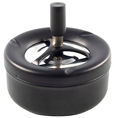 Schleuderascher Windascher Aschenbecher Outdoorascher Drehaschenbecher, Metall schwarz beschichtet, Ø ca. 11 x H 10 cm