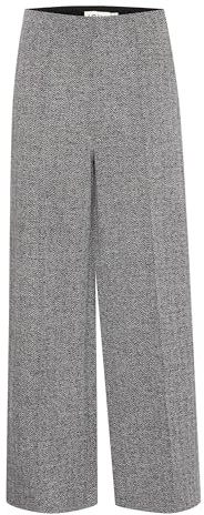 ICHI Ihkate Jacquard Pa9 Pantalones Informales de Negocios, 203523/Black/White Herringbone, M para Mujer