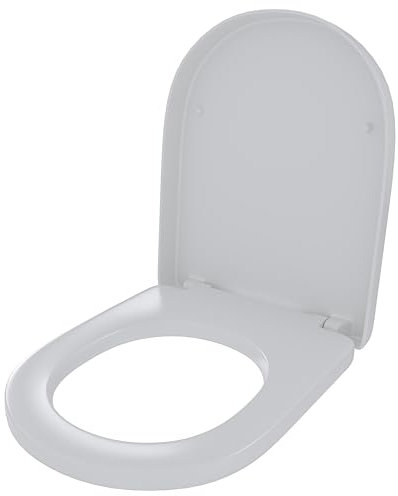 Sedile WC Copriwater Con Soft Close Chiusura Ammortizzata Tavoletta UNIVERSALE 458 x 361 Mm Bianco Rapido Montaggio Adatta Per Tutti i WC Standard Facile Da Pulire In Plastica Antibatterica (Forma D)