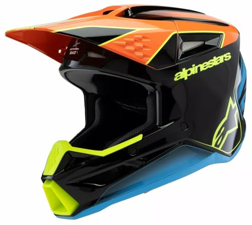 Alpinestars SM3 Youth Fray - Casco infantil (talla S, 48-49 cm), color negro y naranja