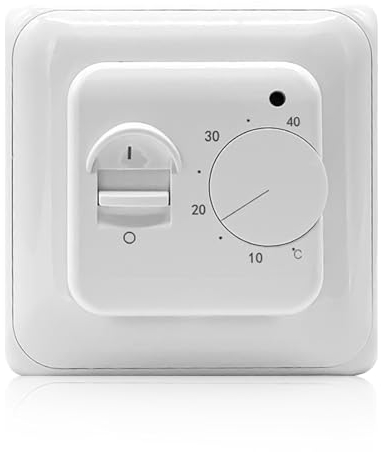 WIYETY Raumthermostat Fußbodenheizung 220V 16A: Standard Thermostat Unterputz, Manuell Raumtemperaturregler Analog Heizen, Mechanisch Thermostat, Elektrische Fußbodenheizung Regler(Weiß)