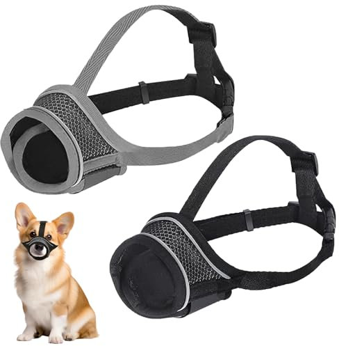 Maulkorb für Hunde, 2 Stücke Weicher Hunde Mundschutz mit Verstellbarer Schlaufe, Haustier Maulkörbe, Nylon Maulkorb Für Hunde, Verhindert das Beißen und Bellen, für Kleine, Mittelgroße Hunde