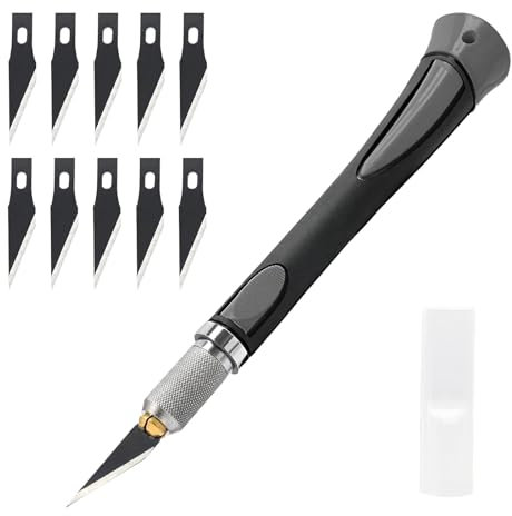 OWLMATE Juego de cuchillos para bisturí, cuchillas para bisturí, cuchillo para manualidades, medicina para bisturí con 10 cuchillas de repuesto para cuchillos cortadores, manualidades con bisturí