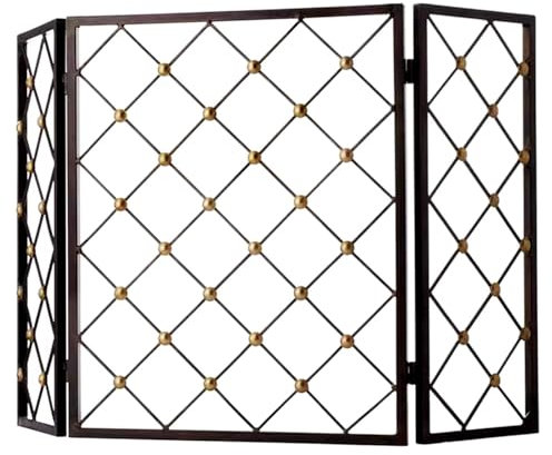 Generisch Kaminschirm aus Schmiedeeisengeflecht, Sicherheitszaun für Kamine, Faltbare Ofen-Kaminschutzbarriere/Schutzabdeckung, 3-Platten-Kaminschirm für Holzöfen