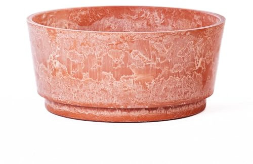 Garden Gear Caesar Terracotta Bowl Planter - Marble Effect, Frost & Weather Resistant, UV Resistant, Indoor & Outdoor Use, Lightweight, Available in Small & Large Sizes (34.5cm Planter x1)