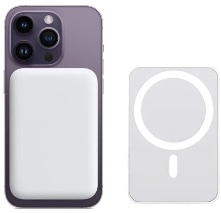 HANCLD Wireless Magnetic Battery, Magnetische Power Bank 5000mAh 15W Schnellladefunktion Ladegerät, Kabellose Externer Akku Kompatibel mit MagSafe für Apple iPhone 16 15 14 13 12 Pro/Pro Max/Plus/mini