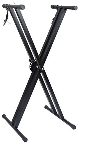 Bonnlo Support pour Clavier Électronique, Double Tube en X en Acier, Réglable en Hauteur (97x96x44 cm), Pliable et Portable, pour Piano Numérique, Synthétiseur, Poids Max 50 kg, Noir