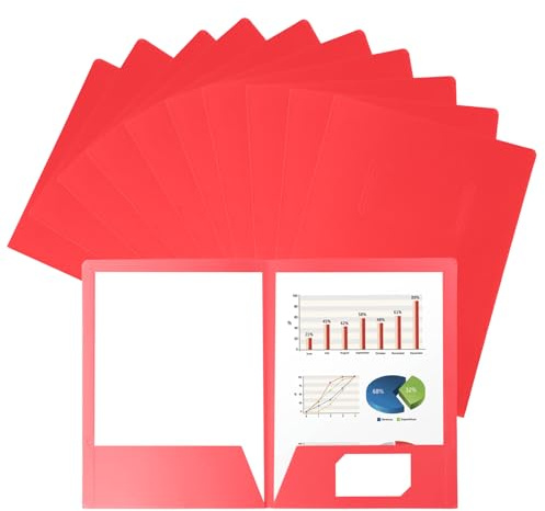 10 Piezas Carpetas de Papel A4 con 2 Bolsillos,Subcarpetas Cartulina a4,Carpeta Archivadoras,carpetas de Proyectos,carpetas de Cartón para Documentos Subcarpetas Simples para Oficina Escuela (Rojo)
