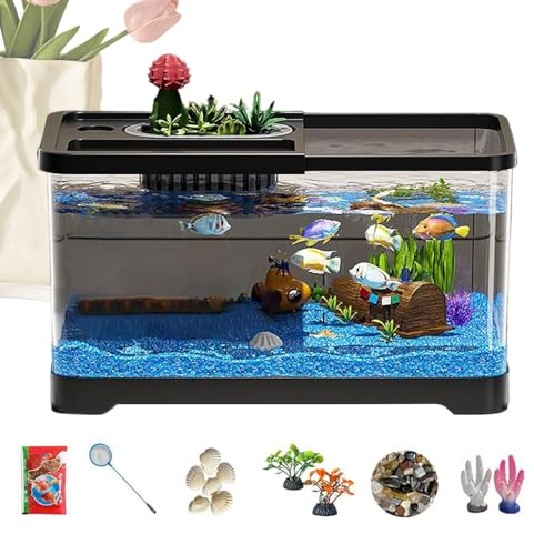 Vesidoloy Kit Acquario,Vasca Per Pesci Con Filtro E Luce - Decorazione Estetica Subacquea Per Casa Camera Bambini Scrivania