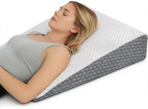 Panana Wedge Pillow Support Cushion,17.5cm Large Acid Reflux Flex Support Bed Wedge Pillow with Luxury Quilted Cover (Standard Width 6.9 Height)