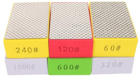 TOYZFRIENDY Set 6 Tamponi Diamantati Lucidatura Manuale a Rombo Blocchi Abrasivi per Piastrelle in Ceramica e Pietra Spugne Levigatura Grana 60/120/240/320/600/1000 per Fai da Te e