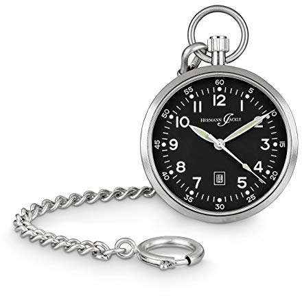 Hermann Jäckle Frankfurt III Taschenuhr – Quarzwerk, Mineralglas, 43 mm, mit Kette & Etui – Elegante Herrenuhr