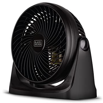 BLACK+DECKER 7-Inch Portable Turbo Fan, 3-Speed Settings, Desktop Personal Cooling for Table with 90° Tilt Angle Fan Head, Lightweight for Bedroom or Office, BFTU107, Black