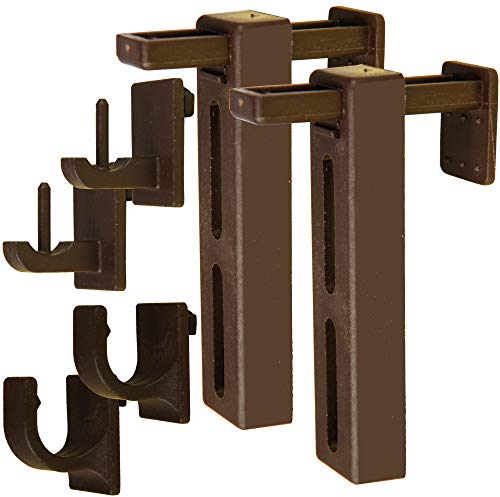 Bestlivings 5er Pack Klemmträger Set Universal (Braun) zur Befestigung von Gardinenstangen, Gardinen, Vorhänge/inkl. und Montageanleitung zur problemlosen Anbringung