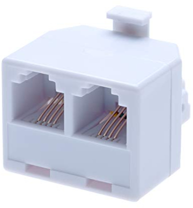RJ11 Adapter und Splitter, 2 RJ11 Buchsen auf Stecker | Universal Kabel Extender & Konverter, 4 Draht, Weiß