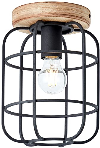 Brilliant Lampe, Gwen Deckenleuchte 1flg antik holz/schwarz korund, Metall/Holz, 1x A60, E27, 40W,Normallampen (nicht enthalten)