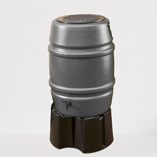 168L Standard Water Butt, Grey Rain Barrel Collection, Includes With Tap & Lid (Stand Not Included)