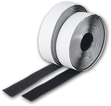 world-trading-net - Klettband auf Rolle, Länge 3m, schwarz, wiederverwendbar, selbstklebend 2-lagig, frei zuschneidbar