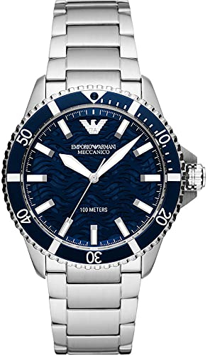 Emporio Armani Watch for Men, Automatic Three-Hand Movement, 42 mm na Stainless Steel Case with a Stainless Steel Strap, AR60059
