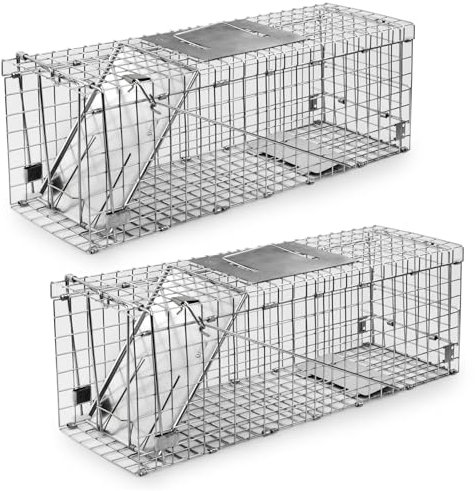 KCT 2 Pack Humane Squirrel Trap Rodent Catch Heavy Duty Cage Indoor Outdoor Spring Trigger
