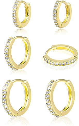 ALEXCRAFT Boucle Oreille Femme Argent 925 Creole Plaqué Or 14K Creoles Acier Inoxydable Ensembles Boucle Boreille Or