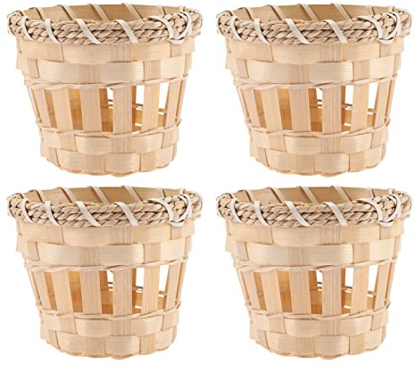 Mobestech Bambus Lampenschirm Klein 10.5X10.5X8 Cm Geflochtene Rattan Mini Trommellampenschirme Für Tisch- Und Deckenleuchten Innenbeleuchtung Warmes Licht Dekor