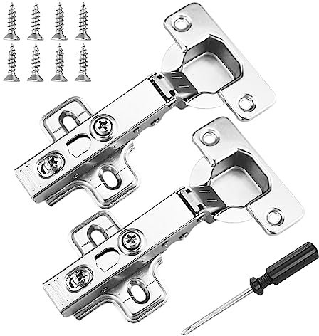2 pcs Soft Close Cabinet Hinge,110 Degree Full Overlay Kitchen Door Hinge,35mm Concealed Kitchen Cabinet Hinges Cabinet Door Plate with Screws
