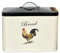 Darthome Large Cockerel Bread Bin With Black Lid Cream Metal Country Loaf Food Storage