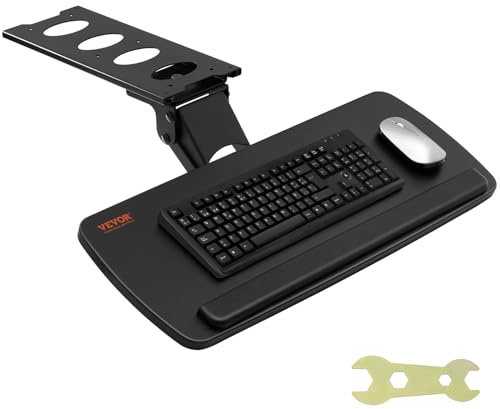VEVOR Tastaturablage unter dem Schreibtisch, Große 250 x 635 mm, Höhenverstellbar 0-220 mm, Tastaturablage für Büro und zu Hause