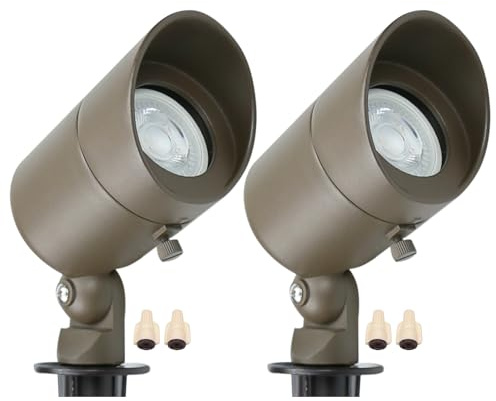 Lumina Lighting® 5W Landscape Lighting 12V Landscape Lights Low Voltage Landscape Spotlights Warm White Waterproof Outdoor Replaceable LED Bulb for Garden,Lawn,Porch,Patio and Yard (Bronze) (2-Pack)