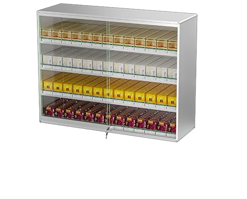 LVLDAWA Cigarette Display Rack Shelf, Wall Mounted Retail Display Case with Lock and Key Clear Acrylic Stand Rack for Stores Supermarkets(80.5X75X28.8CM)