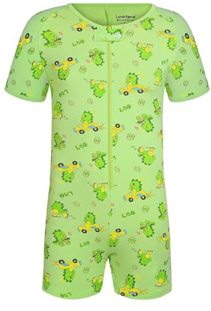 Landofgenie Mono Adulto Algodón para Hombres - Body Pijama Manga Corta con Abertura, Romper Una Pieza Estampado de Dinosaurios XL