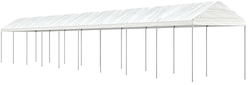 Pavillon mit Dach Weiß 20,07x2,28x2,69 m Polyethylen, Chaduof Gartenpavillon, Faltpavillon, Pergola, Partyzelt, Standmarkise, Sonnenzelt, Garten Pavillion, Grillpavillon 3155509