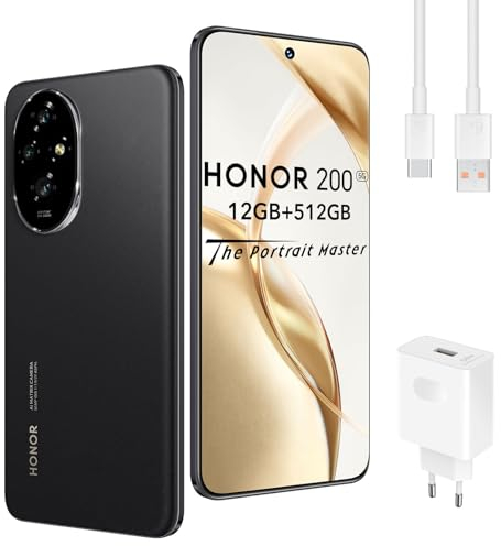HONOR 200 Smartphone 5G 12GB 512GB, 120Hz 6.7 AMOLED, tripla fotocamera 50 MP, Snapdragon 7 Gen 3, 5200mAh Batteria, Android 14, Dual Sim, NFC, Nero
