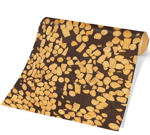 CanaanTree Peel and Stick-tapeter, självhäftande tapeter, avtagbar tapet gjord av 100 % äkta korkpropp och kaffesammande, 42 x 300 cm (Corffe)