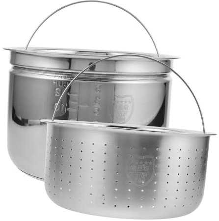 Cabilock 1ensemble Cuit-vapeur Acier Avec Panier De Drainage Pour Cuiseur Électrique Pot Intérieur Compatible Avec Autocuiseurs Pour Riz Et Vapeur
