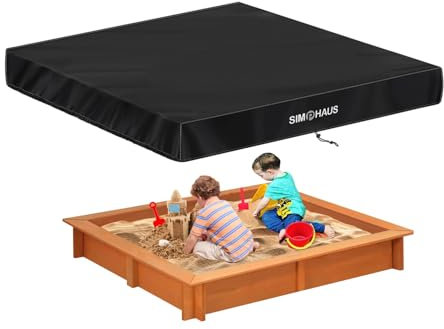 SIMPHAUS Abdeckplane Sandkasten Abdeckung Wetterfeste Sandkastenabdeckung Plane Sandkasten Hülle Sandbox Abdeckung Sandkistenabdeckung Poolplane Quadratisch Winddicht Anti-UV 420D Oxford 155x155x20cm
