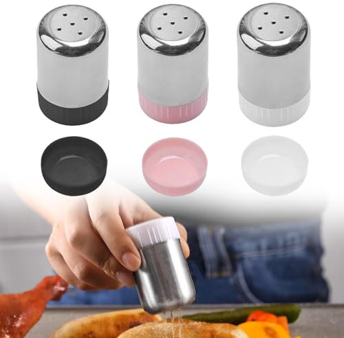 3 spargisale piccolo, piccolo, mini, per viaggi, piccoli, piccoli e spezie, in acciaio inox, per il pranzo, pepe