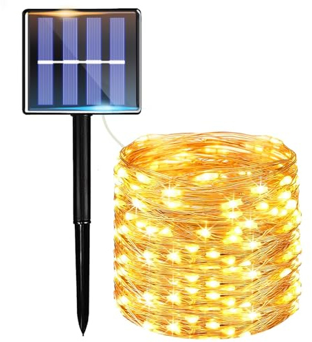 taiyongkang Lucine Esterno Energia Solare, 17M 150 LED Bianco Caldo Catena Luminosa Solare IP65 Impermeabile, 8 Modalità Decorative Luci da Esterno Giardino Solari per Natale Matrimonio