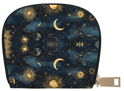 ASDJHFABKY Celestial Stars Leather Bag Stars Wallet Constellations Card Pack New Parents - Pediatrician and Pharmacy Cards 9X11CM