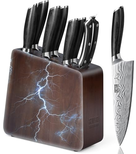 HOSHANHO Juego de Cuchillos de Cocina de Chef con Bloque Magnético 8 Piezas