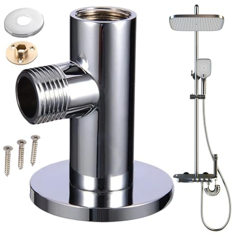 Salida de agua de ducha - Construcción de cobre inoxidable, conector del codo de suministro | Adaptador a prueba de fugas montado en la pared de 6.5x6.4 cm con juego de tapa, accesorio de ahorro de es