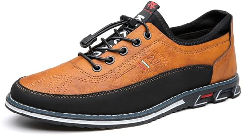 Scarpe eleganti da uomo comode, casual, da lavoro, con tomaia in pelle, ammortizzate e con supporto, da ufficio, for lunghe ore di utilizzo.(Yellow,42 EU)