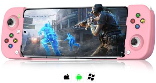 Wireless Gaming Controller for iPhone/iPad/iOS/Android/Samsung/PC Gamepad Joystick with Back Button, Analog Triggers, Stretchable, Bluetooth 5.0 Low Latency, Direct Play for CODM,Diablo Immortal-Rosa